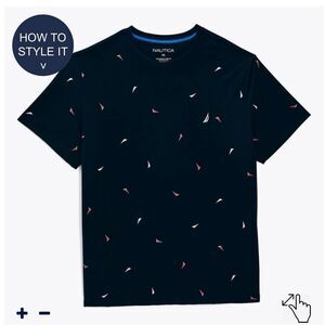 Nautica J Class Print‎ Jersey Tee Navy 2XLT NWT